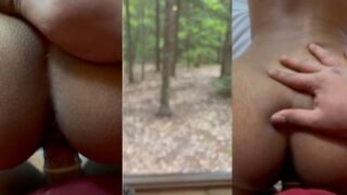 Couple enjoys view while candid full scene